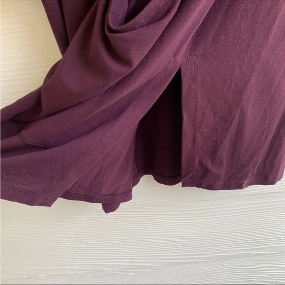 Eileen Fisher Maroon Tunic Top Mini Dress L Long Sleeve Pocket Slits Stretch - Picture 3 of 9